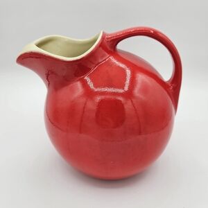 Vintage Hall's Red Pitcher with handle & ice lip